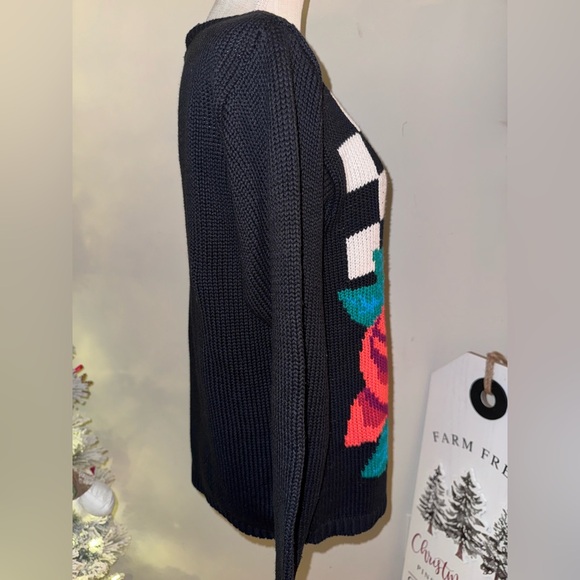 Jimmy Garcia hand loomed Floral Checkered Black Sweater. Size M - Picture 2 of 5